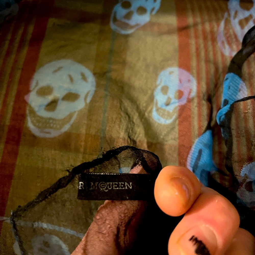 Alexander McQueen Blue Silk Skull scarf